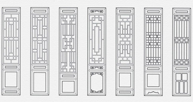 修文常用中式仿古花窗图案隔断设计图