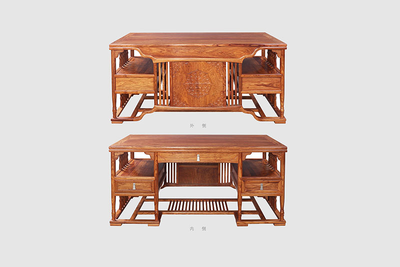 修文中式家居装饰书房桌椅组合家具效果图
